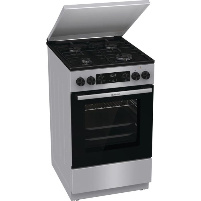 Плита Gorenje комби, 70л, 50x60см, металлич. кришка, дисплей, IconLed,эмалированные, серый