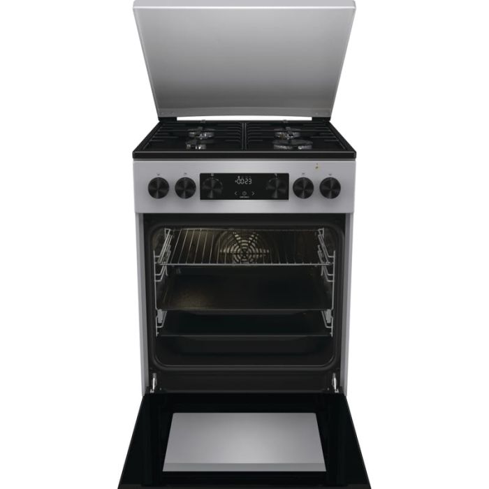 Плита Gorenje комби, 70л, 50x60см, металлич. кришка, дисплей, IconLed,эмалированные, серый