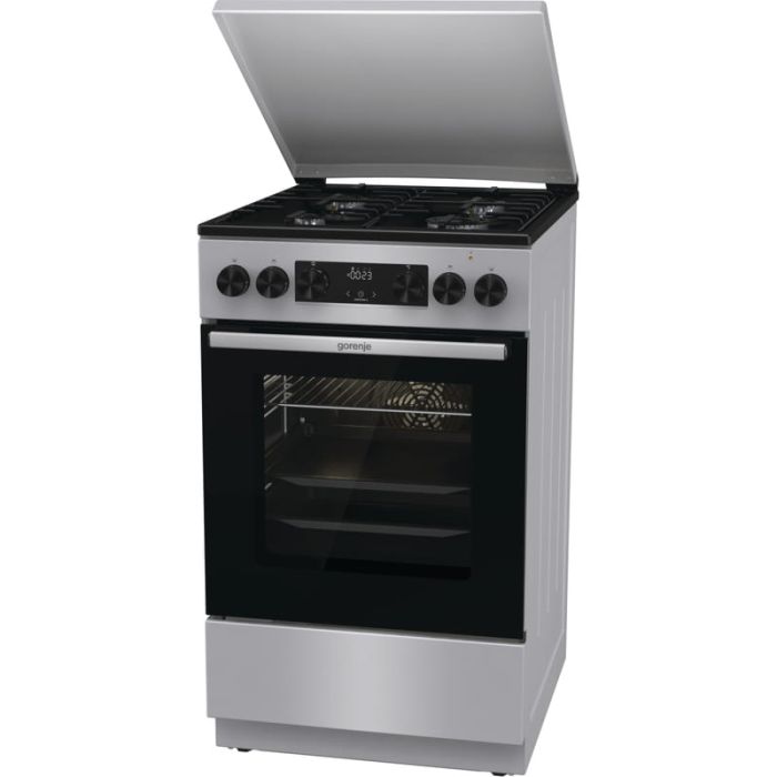 Плита Gorenje комби, 70л, 50x60см, металлич. кришка, дисплей, IconLed,эмалированные, серый