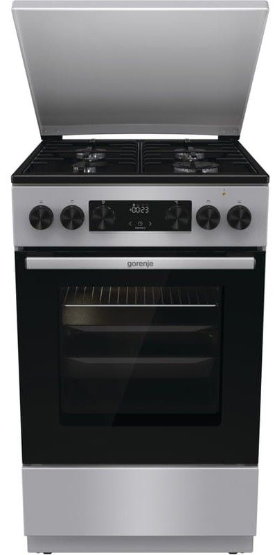 Плита Gorenje комби, 70л, 50x60см, металлич. кришка, дисплей, IconLed,эмалированные, серый