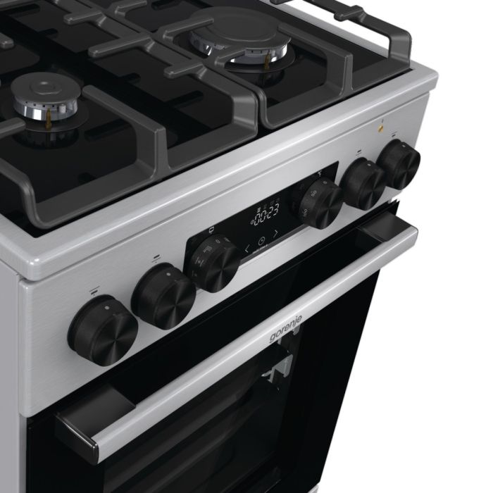 Плита Gorenje комби, 70л, 50x60см, дисплей, IconLed газ на стекле, чугун,  нерж