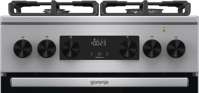Плита Gorenje комбінована, 70л, 50x60см, дисплей, IconLed, газ на склі, чавун, нерж