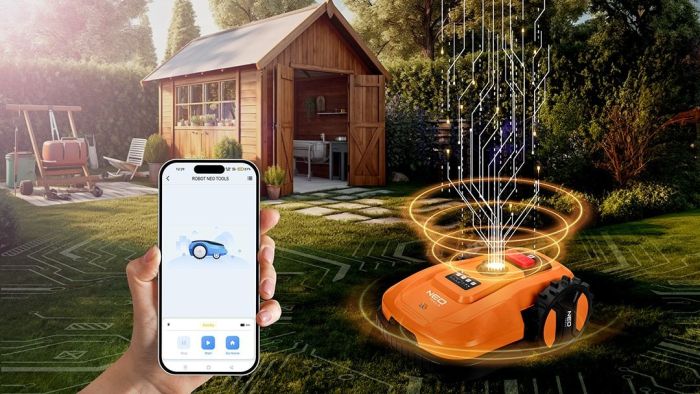 Газонокосарка-робот акумуляторна Neo Tools Energy+ 18В 1х6.0А·год 20-60мм 67дБ 600м2 3100об/хв кабель 100м IPX5 6.94кг