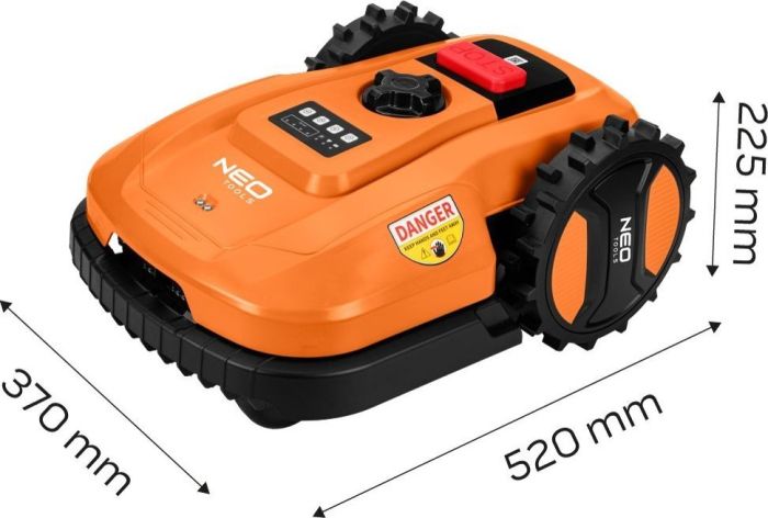Газонокосарка-робот акумуляторна Neo Tools Energy+ 18В 1х6.0А·год 20-60мм 67дБ 600м2 3100об/хв кабель 100м IPX5 6.94кг