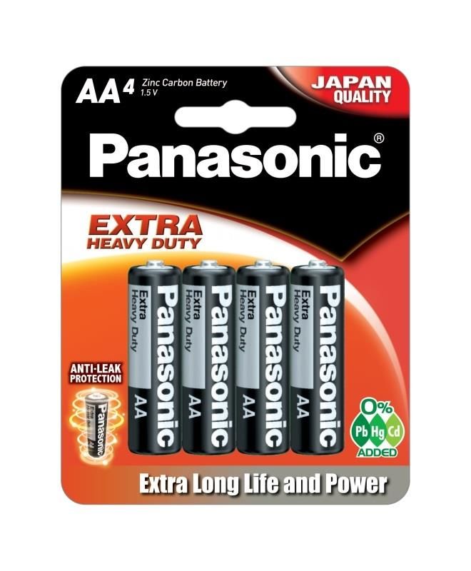 Батарейка Panasonic Extra Heavy Duty вугільно-цинкова AA(R6) блістер, 4 шт.