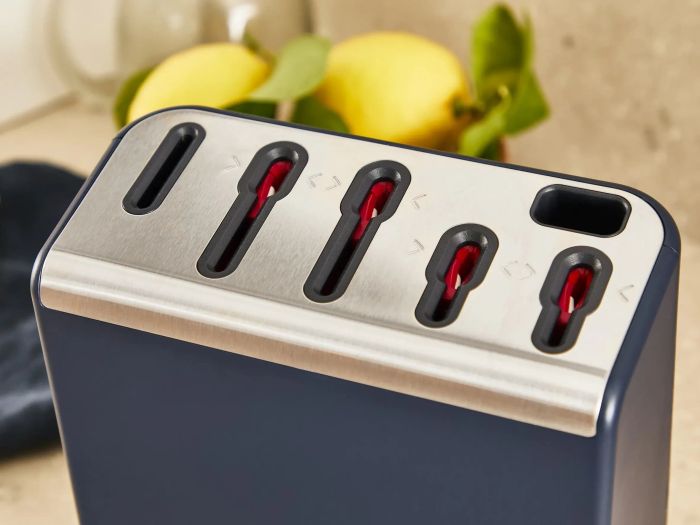 Набор ножей Tefal EverSharp Pro с блоком, 6 предметов, нержавеющая сталь, синий