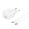 Зарядний пристрій мережевий Belkin 25Вт USB-С PD PPS, кабель USB-С > USB-C, 1м, PVC, білий