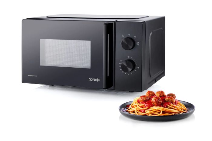 Мікрохвильова піч Gorenje, 20л, мех. керув., 700Вт, гриль, інвертор, чорний