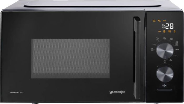 Мікрохвильова піч Gorenje, 20л, електр. керув., 800Вт, гриль, дисплей, 20 програм, інвертор, чорний