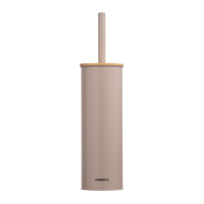 Набор щетка для унитаза с подставкой Ardesto Minimalism 9.5x27.5/38см, металл, полипропилен, бамбук, бежевый