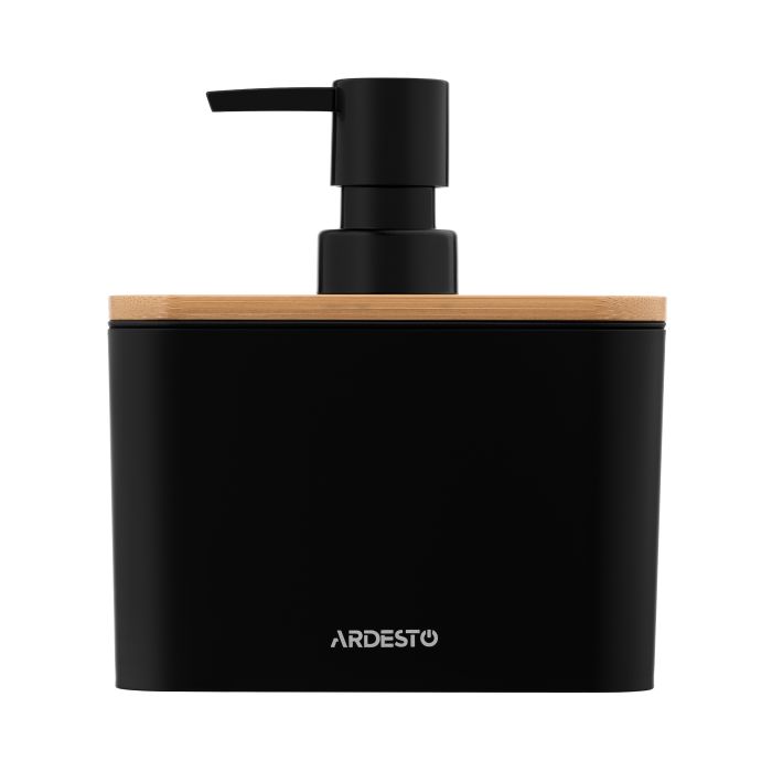 Набор для ванной комнаты Ardesto Minimalism, 3 предмета, полипропилен, бамбук, чёрный