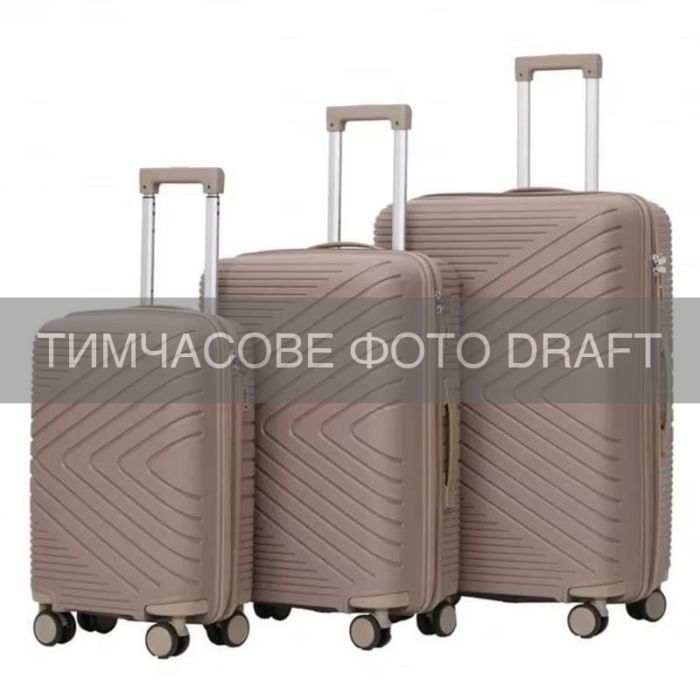 Набор чемоданов 2E, M6993, полипропилен, (L+M+S), 4 колеса, кодовий замок, хаки