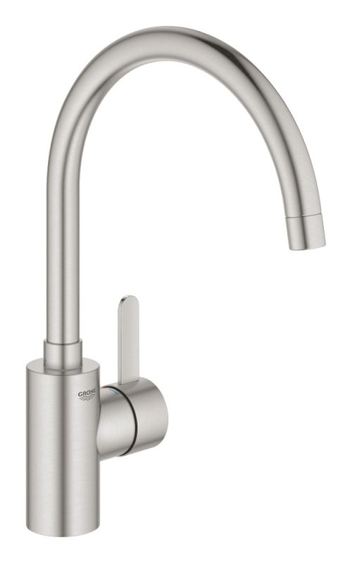 Змішувач кухонний Grohe Eurosmart Cosmopolitan, довж.виливу - 224мм, поворотний, одноважільний, супер сталь