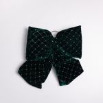 Оксамитовий бант для декору зі стразами та візерунком на ялинку 35×45 (см) Зелений CR-2-19