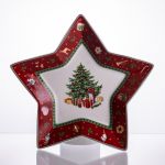 Сервірувальне новорічне блюдо для закусок Christmas 25,5 (см) з порцеляни HP-SDHK-19