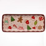 Блюдо сервірувальне новорічне для закусок Merry Christmas 34×14×2 (см) блюдо прямокутне різдвяне з порцеляни CR-1-38