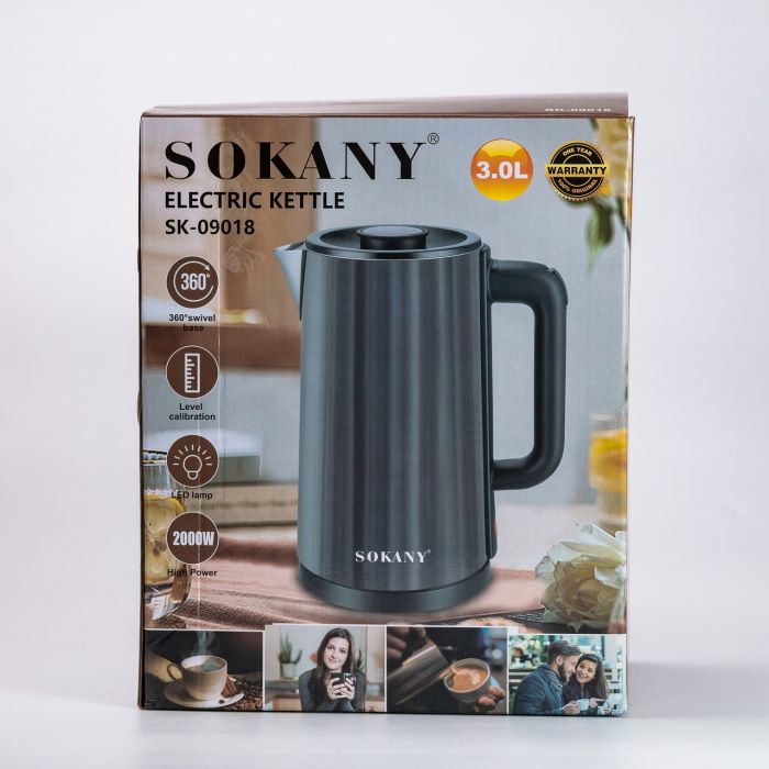 Електрочайник Sokany 3 літри Сірий SK-09018G