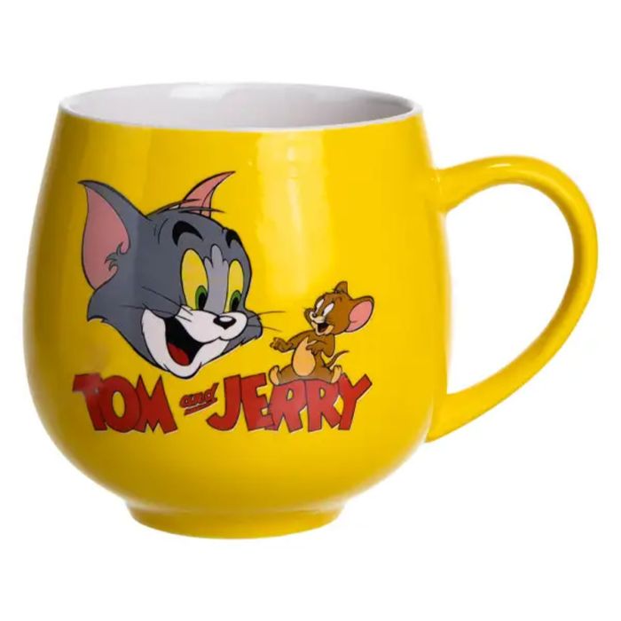 Святкова порцелянова чашка "Веселі Герої" 400 мл, Кружка дитяча із порцеляни на подарунок Жовта FM-13TJ