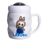 Чашка порцелянова з кришкою Labubu 400 (мл) подарункова кружка прикольна чашка для дітей на подарунок Білий з синім FM-54A