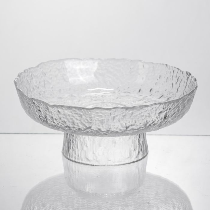 Фруктовниця на ніжці Ice Textured 20 см з крижаною текстурою скла Yiwu HP-34-89