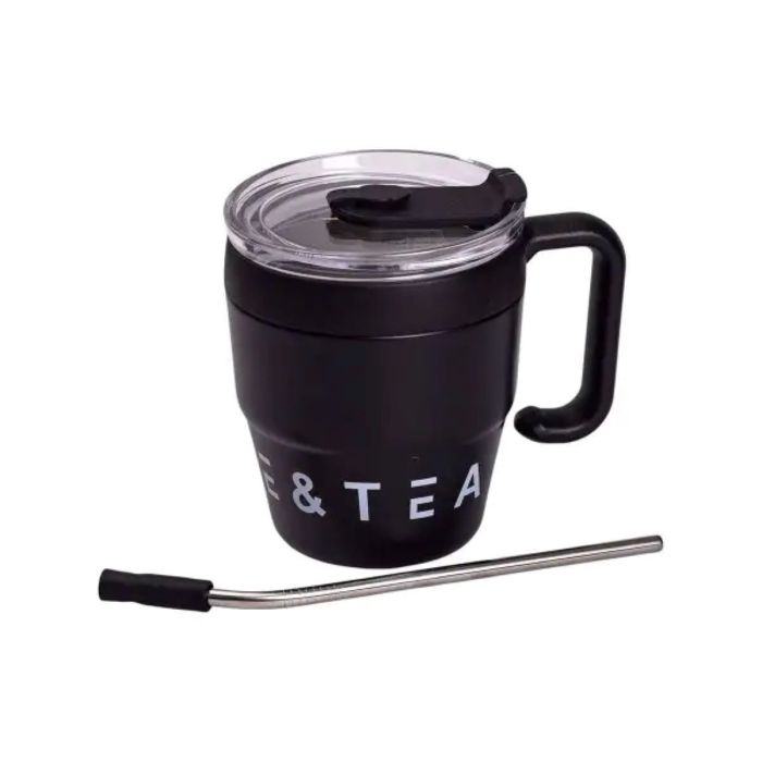 Термочашка Coffee & Tea з трубочкою чорна HP-14-23B