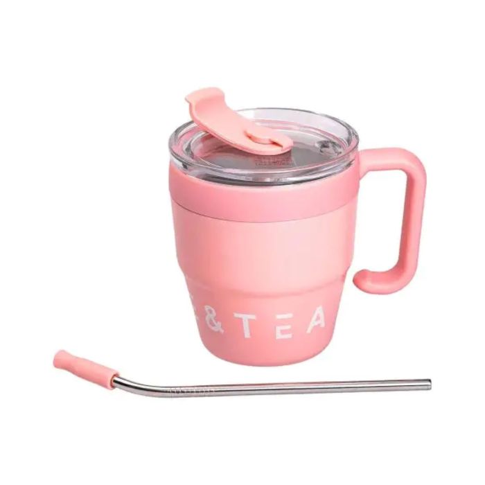 Термочашка Coffee & Tea з трубочкою рожева HP-14-23P