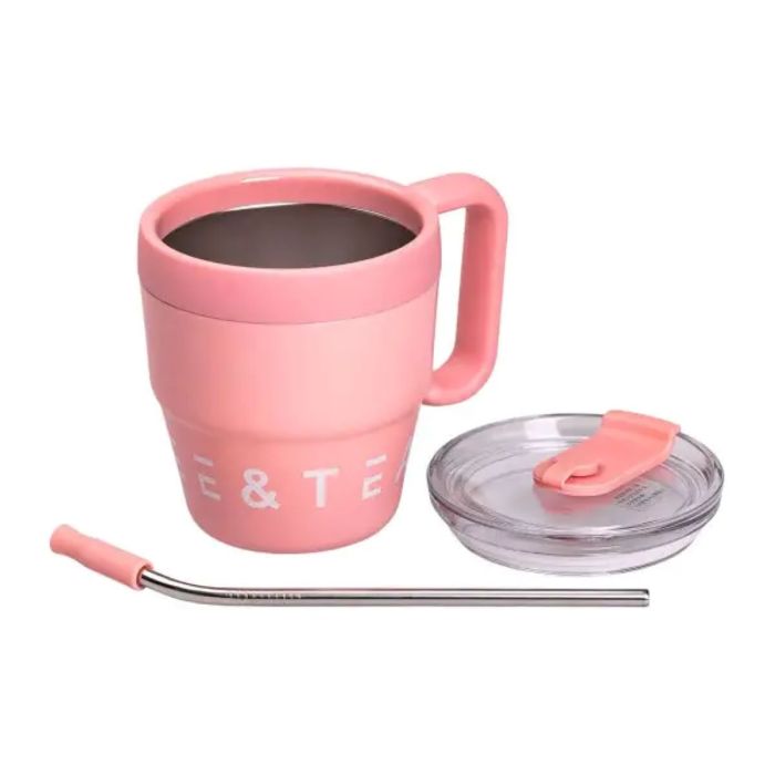 Термочашка Coffee & Tea з трубочкою рожева HP-14-23P