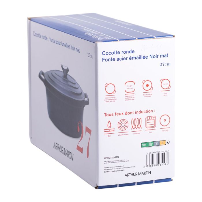 Гусятниця чавунна з кришкою на 3 літри Ø22 см Чорна HP-1-11