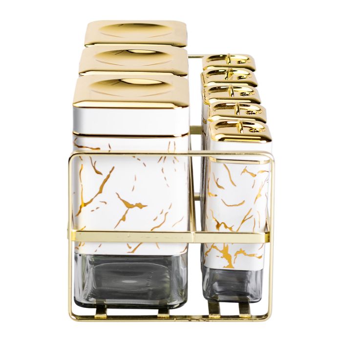 Набір для приправ та спецій на підставці 8 штук з кришками Білий HP-1365