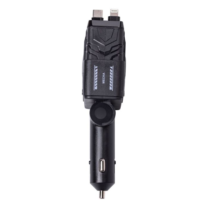 Автомобільний зарядний пристрій MECHA з висувними кабелями та портами USB/Type-C Чорний HP-A1B