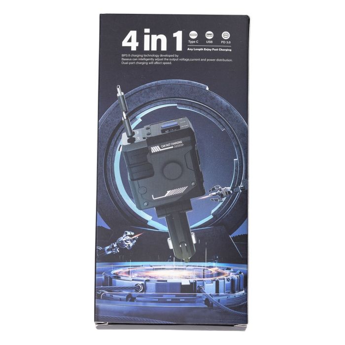 Автомобільний зарядний пристрій MECHA з висувними кабелями та портами USB/Type-C Рожевий HP-A1P