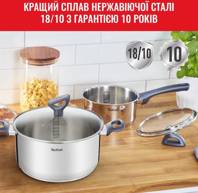 Набор посуды Tefal Daily Cook, 8 предметов, нержавеющая сталь, бакелит, стекло