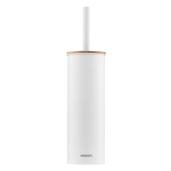 Набор щетка для унитаза с подставкой Ardesto Minimalism 9.5x27.5/38см, металл, полипропилен, бамбук, белый