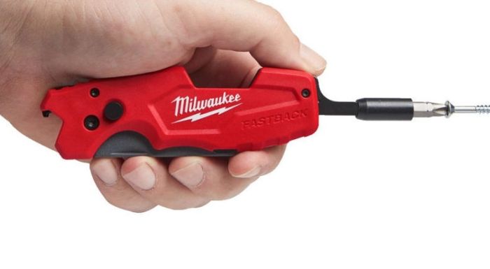 Нож строительный трапецевидный складной Milwaukee Fastback, 18мм, держатель для бит 1/4", корпус комбинированный