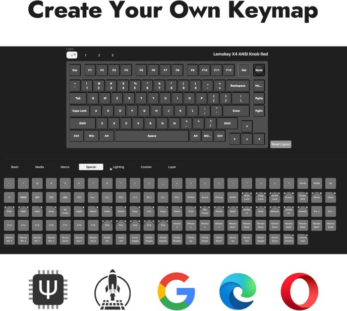 Клавиатура механическая Lemokey  X4 84Key, Keychron Red, USB-A, QMK/VIA, EN/UKR, Red led, чорний
