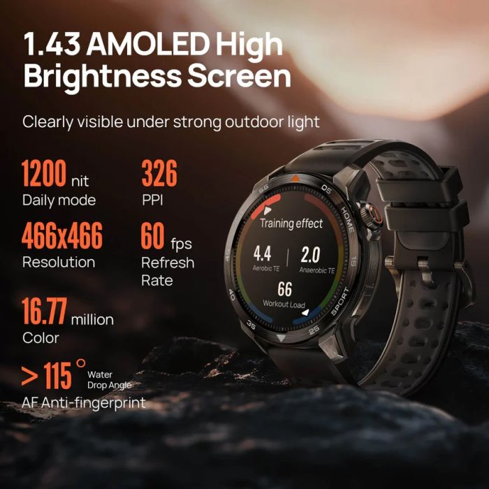Смарт-годинник Mibro GS Pro 2 48мм, 1.43", 466x466, AMOLED, BT 5.3, GPS, 5 ATM, темно-сірий