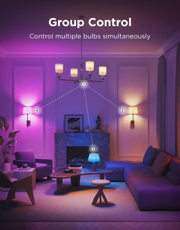 Лампа умная Govee H600C, E14, 5W, 450Lm, 2700K-6400K, RGBWW, WI-FI/Bluetooth, білий