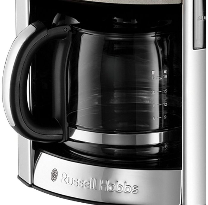 Кофеварка Russell Hobbs капельная Luna Stone, 1.5л, молотый, LED-дисплей, подогрев чашек, черно-серебристый