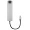 Хаб 2E USB-С > 2хUSB-A 2.0/USB-A 3.0/USB-C PD/HDMI/Ethernet, 0.15м, сірий