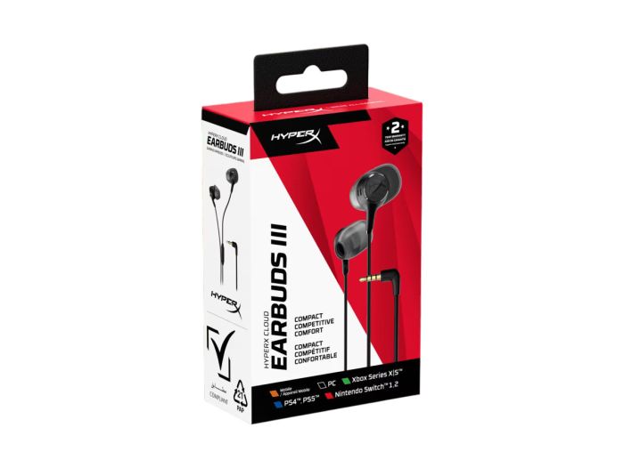 Гарнитура игровая HyperX Cloud Earbuds III, 3.5мм, черный