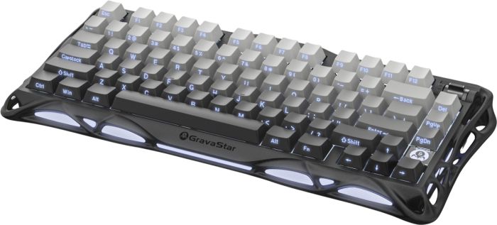 Клавіатура механічна GravaStar Mercury K1 80keys, GravaStar x Kailh Cheery Pink, EN/UKR, BT/WL/USB, чорний