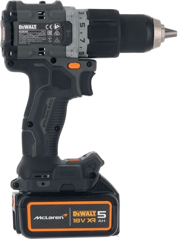 Шурупокрут-дриль ударний акумуляторний DeWALT McLaren F1 TEAM LIMITED EDITION 18В 2х5А·год 90Нм 0-450·0-1650об/хв кейс ЗП 1.34кг