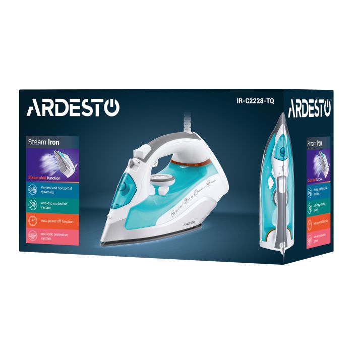 Утюг Ardesto , 2200Вт, 280мл, паровой удар-100гр, керам. подошва, голубой ARDESTO IR-C2228-TQ