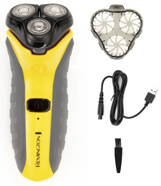 Бритва електр. Remington Virtually Indestructible роторная, 4.8Вт,  бритв.головок-3, Ni-Mh, сух., триммер, черно-желтый