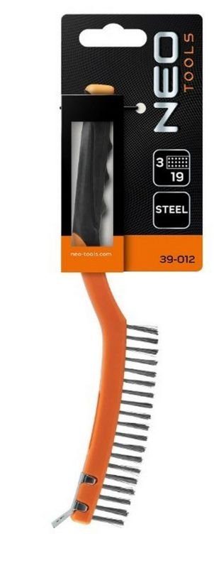 Щітка дротяна Neo Tools пряма, 3х19 рядів, прямий дріт 0.3мм, 345мм, двокомпонентне руків'я