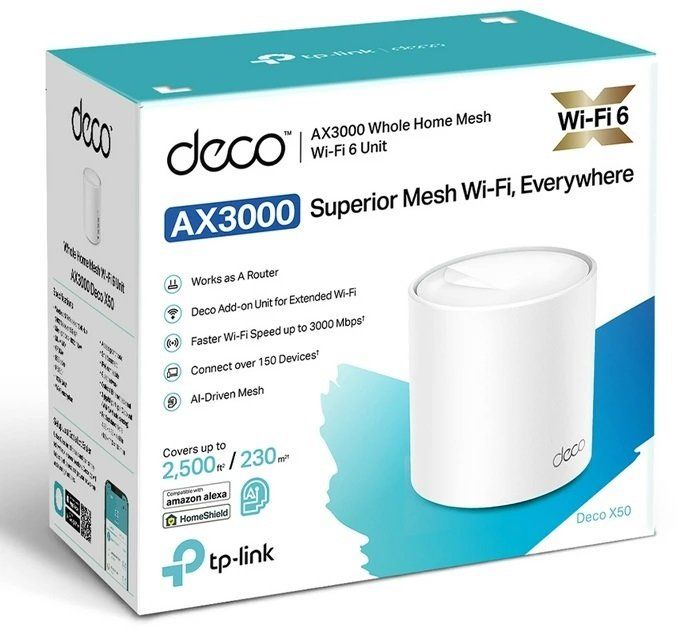 Система WiFi-Mesh TP-LINK Deco X50 AX3000, 3xGE LANWAN, 1мод