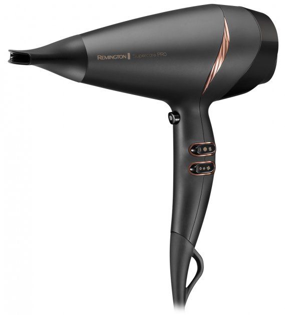 Фен Remington Supercare PRO 2200 AC motor, 2200Вт, 3 режими, дифузор, іоніз-я, хол. обдув, чорний