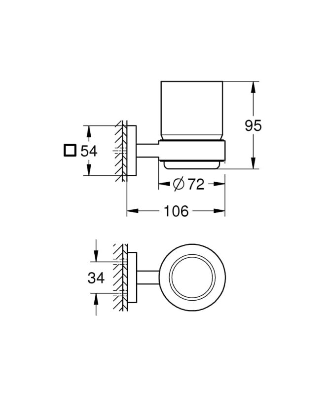 Стакан стеклянный Grohe QuickFix Start Cube с держателем, хром