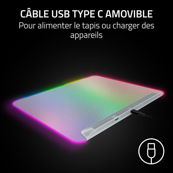 Ігрова поверхня Razer Firefly V2 Pro, М (360х278х4мм), RGB, Phantom White Ed.