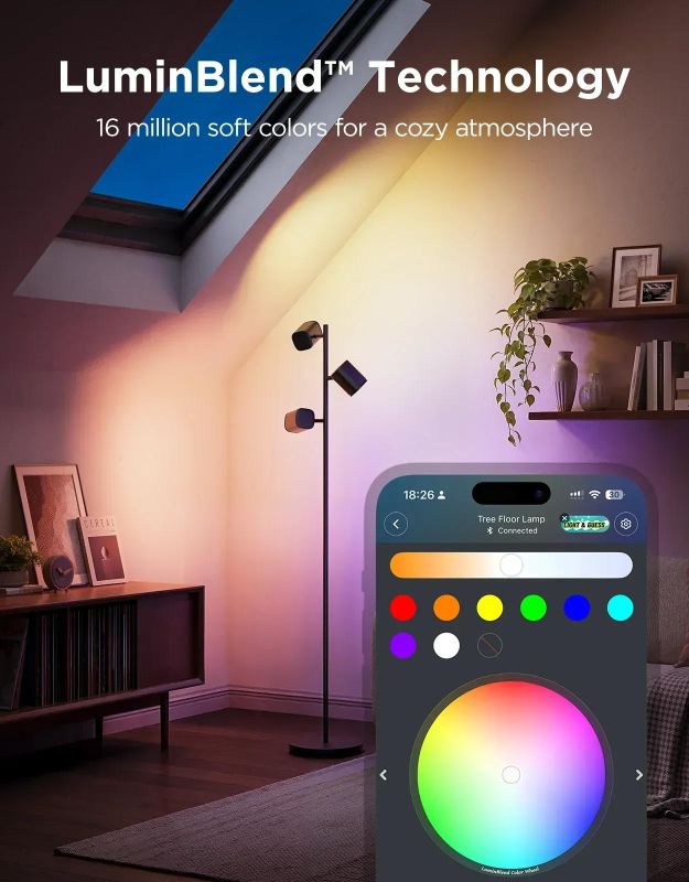 Торшер розумний Govee H60B2 Tree Floor Lamp, 1500Lm, RGBWWIC, WI-FI/Bluetooth, чорний